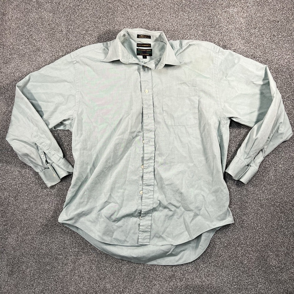 Alexander Julian Colours Mens Large Oxford Shirt Green Long Sleeve Cotton 788244